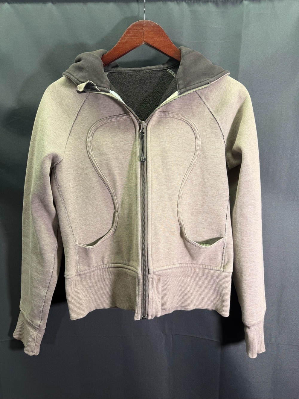 Lululemon Scuba Hoodie Jacket Heathered Light Brown/chocolate Size 6